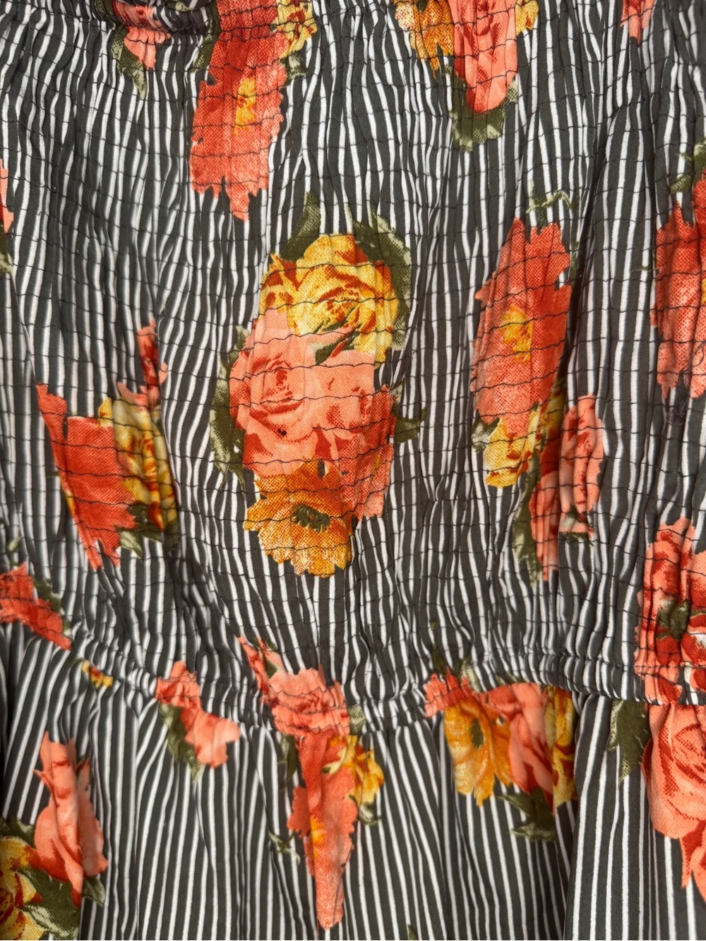 New Glory Floral Smocked Tank Top 2X Striped Boho Cami - Picture 3 of 7